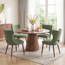 (Green, 55.0x59.0x85.0 cm) SMARTUE Wooden Dining Chairs Set of 2, Upholstered Wingback Chairs with Padded Seat