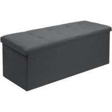 (Dunkelgrau, 110x38x38cm) Faltbare Aufbewahrungsbox Leinen Sitzbank Fußhocker Sitzhocker mit Stauraum