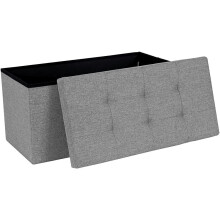 (Hellgrau, 76x38x38cm) Faltbare Aufbewahrungsbox Leinen Sitzbank Fußhocker Sitzhocker mit Stauraum