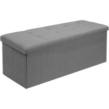 (Hellgrau, 110x38x38cm) Faltbare Aufbewahrungsbox Leinen Sitzbank Fußhocker Sitzhocker mit Stauraum