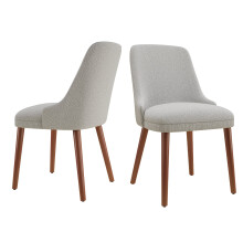 (Grey, 48.48x53.49x82.5 cm) SMARTUE MALOL Dining Chairs Set of 2, Upholstered High-Back Chairs with Wooden Legs