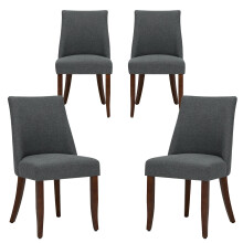 (Dark Grey, 46.51 x 54.51 x 84 cm) SMARTUE Dining Chairs Set of 4, Upholstered Farmhouse Kitchen Chairs with Wooden Legs