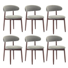(Green, 56.4x52.6x81.0 cm) SMARTUE Wooden Dining Chairs Set of 6, Upholstered Farmhouse Kitchen Chairs with Foot Pegs