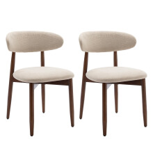 (Beige, 56.4x52.6x81.0 cm) SMARTUE Wooden Dining Chairs Set of 2, Upholstered Farmhouse Kitchen Chairs with Foot Pegs