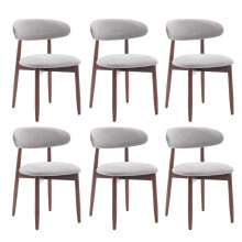 (Grey, 56.4x52.6x81.0 cm) SMARTUE Wooden Dining Chairs Set of 6, Upholstered Farmhouse Kitchen Chairs with Foot Pegs