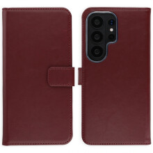 Selencia Genuine Leather Wallet Case for Samsung Galaxy S26 Ultra - Burgundy