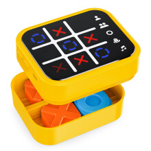 Rechargeable Tic Tac Toe Game Box with 5 Fun Games, Yellow