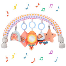 Bebamour Baby Stroller Arch Toy, Adjustable Pram Toys with Mirror, Soft Hanging Sensory Toys for Car Seat, Pushchair, Cot & Bassinet