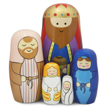 Boerni Set of 5 King Family Russian Nesting Dolls Wood Matryoshka Doll Wooden Stacking Toys Ornaments for Children Kids Adults Easter Birthday