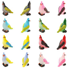 DanLingJewelry 16Pcs Mini Resin Parrot Small Wild Animal Figurines Tiny Bird Ornaments for Garden Dollhouse Micro Landscape Home Decoration