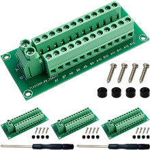 2x12 Position Prewired Power Distribution Board AC/DC 30A 12 Position Terminal Block Distribution Module,Screw Terminal Blocks,for Multiple Module