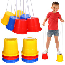 3 Pairs Kids Bucket Stilts - Plastic Balance Walkings Cups for Children - Interactive Coordination Training Toys for Outdoor Play & Backyard Fun