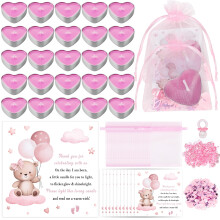 Defresit 50 Sets Baby Shower Favors Tea Light Candles for Guest Cute Girl Baby Shower Party Favors Gifts with Thank Cards Gender Reveal Party Favors