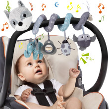 Spiral Pram Toys for Babies, Musical Infant Car Seat Toys Stroller Spiral Hanging Toy for Baby Girl 3-12 Months