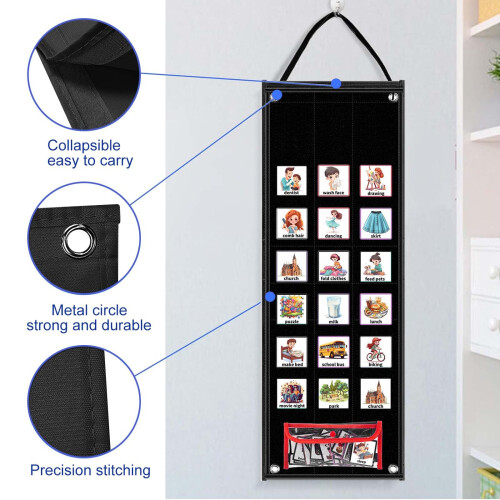 Visual Timetable, Children Visual Daily Routine Chart with 96 Picture Cards, Visual Now and Next Board Learning Aid Tool to Support Communication 2