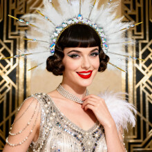 JeVenis White Feather Headpiece 1920s Carnival Accessories Headdress
