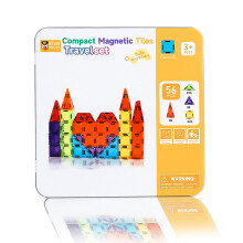 Mini Magnetic Tiles Travel Games for Kids Toddlers 56PCS Travel Set Tin