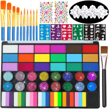 Face Paint Kit, 42 Colours Face and Body Painting Palette, Washable Face Paints Safe Body Paint for Adults Kids Halloween Carnival