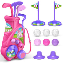 Naxudcoo Kids Golf Set for Girls, Kids Golf Clubs, Toddler Golf Set with 6 Balls, 3 Clubs, 2 Practice Holes, Indoor Outdoor Sport Toys Gifts for Boys