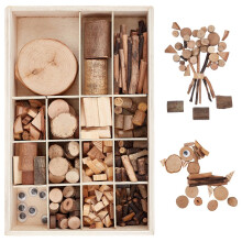PH PandaHall Wooden Unfinished Craft Kits Natural Wood Slices, 9.7x6.3x1.8