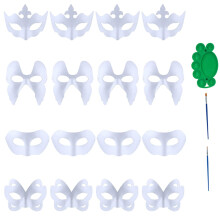 Qavctw 16PCS DIY White Masks Paper Cosplay Christmas Party Mask Unpainted Plain Craft Masquerade Masks for Christmas Mardi Gras Party Mask