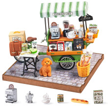 Rolife Model Kit DIY Miniature House Kit,Aromatic Coffee Cart