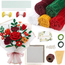 SERTAS Pipe Cleaners for Craft Flowers 500 PCS Chenille Stems with Floral Tape Stamens and Wrapping Paper for DIY Tulip Bouquets Handcrafts Party