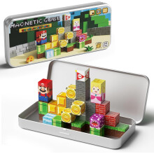 Magnetic Blocks Travel Toy for Kids: 35pcs Adventure Iron Case Building Set