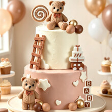 Brown Bear Cake Decoration Beige Brown Balls Cake Topper