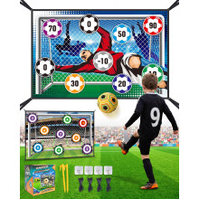 Football Target Game for Kids, Folding Goal with 2 Replaceable Target Covers and Ball, Indoor Outdoor Soccer Practice Toy for Garden Backyard Party