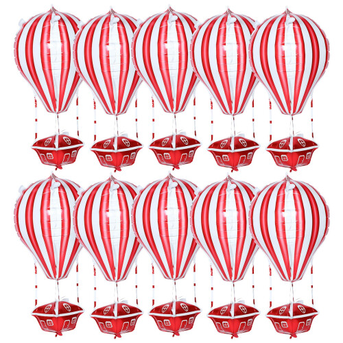 10Pcs Hot‑Air Balloon Foil Balloons,