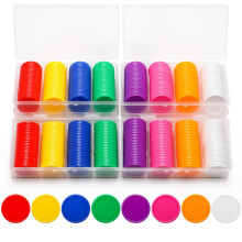 Windspeed 400Pcs 8 Colors Bingo Chips with Sorting Storage Box, 1 Inch Plastic Poker Chips Learning Counters