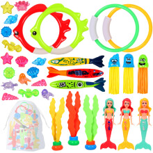 33 PCS Diving Toys for Swimming Pool,Sinkies for Kids Swimming Underwater Diving Toys Set with Diving Mermaids,Torpedo,Seagrass,Marine gem,Diving
