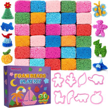 Foam Beads Play Kit - 30 Pack Modeling Foam Beads for Kids, Foam Slime