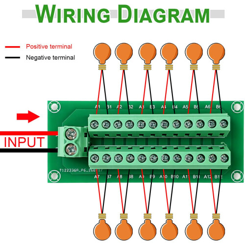 2x12 Position Prewired Power Distribution Board AC/DC 30A 12 Position Terminal Block Distribution Module,Screw Terminal Blocks,for Multiple Module 2
