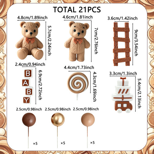 Brown Bear Cake Decoration Beige Brown Balls Cake Topper 1