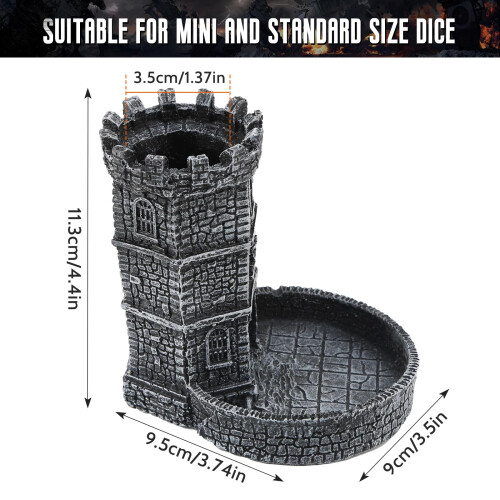 Castle Dice Tower with Tray, Resin DND Dice Rolling Tower 1