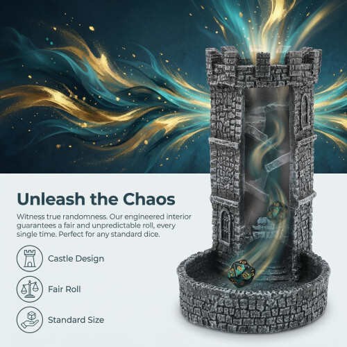 Castle Dice Tower with Tray, Resin DND Dice Rolling Tower 2
