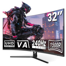 Gawfolk 32 Inch 4K 240Hz Curved Gaming Monitor, UHD 3840 x 2160 Computer PC Monitor with Speakers, 1500R 1ms Frameless, Adaptive Sync, HDMI, DisplayPo