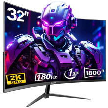 Gawfolk 2K 180Hz Curved Monitor, 32 Inch QHD 2560x1440p Gaming Screen with AMD FreeSync, Flicker-Free, 2X HDMI 2.0, DP 1.4, Ultra-Thin Frameless 1800R