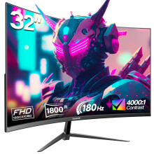 Gawfolk 32 inch Gaming Monitor, 165HZ/180HZ Curved Computer Screen, Full HD 1920x1080p PC Monitors for Home, Office and Dormitory, 100 * 100mm Wall-Mo
