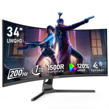 Gawfolk Gaming Monitor 34" Ultra Wide 200Hz 1500R 21:9 UWQHD (3440x1440) 120% sRGB Adaptive Sync Built-in Speaker