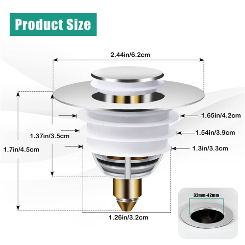 Universal Sink Drain Stopper – Pull-Up Anti-Clog Drain Plug for Bathroom & Kitchen 1