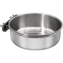 Stainless Steel Bird Food Bowl – Parrot Feeding Dish with Clamp Holder for Birdcage