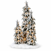 Set of 3 Snowy LED Christmas Trees - 4ft, 2.9ft & 1.9ft