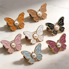16PCS Pearl Butterfly Waist Buckle, Detachable Butterfly Clips for Clothes, Butterfly Buttons Pins,Pant Waist Tightener