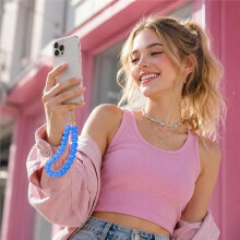 Chunky Beaded Charm Wrist Strap, Cute Bead Phone Lanyard Chain for Phone Case Decoration Anti-Drop