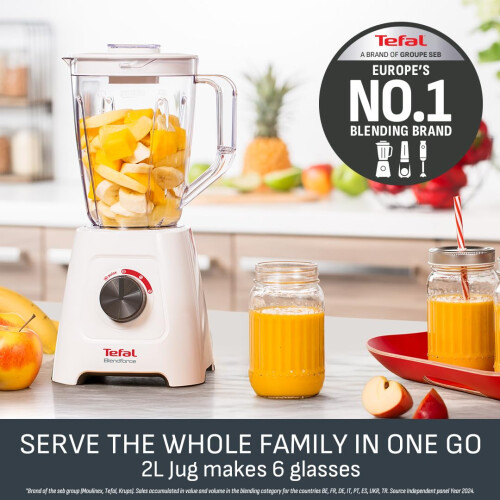 Tefal Tefal Blendforce II Blender, 2L Plastic Jug, 600W, Ice Crush, White 1