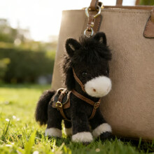 (Black)Llavero Poni de Peluche con Colores Brillantes y Caja de Regalo para Uso Diario Coleccionistas y