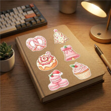 50 Stück Rosa Weihnachtsaufkleber, Wasserfest, Niedliche Pastell-Vinylaufkleber für Wasserflaschen, Laptops, Scrapbooks